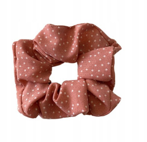 Gumka Do Włosów Scrunchies Kropki Brudny Róż