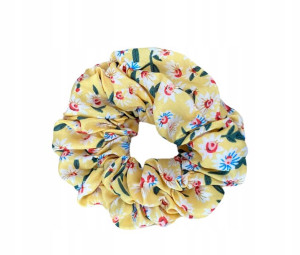 Gumka Do Włosów Scrunchies Frotka Kwiaty Żółty