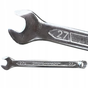 Klucz płasko-oczkowy 27 mm CrV chromowany