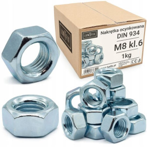 Nakrętka M8 kl.6 ocynk DIN 934 opak 1kg. ~217 szt