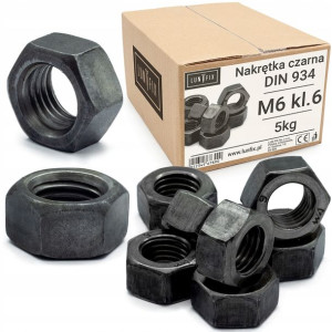 Nakrętka M6 kl.6 czarna DIN 934 op 5kg ok 1940 szt