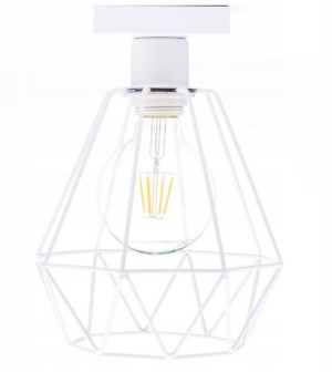 Lampa sufitowa mały biały plafon diament metalowy
