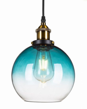 Lampa wisząca szklana kula turkusowa ombre