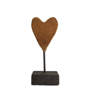 Dekoracja serce z drewna tekowego, 26 cm