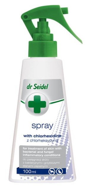 DR SEIDEL SPRAY Z CHLORHEKSYDYNĄ do skóry z bakteryjnymi i grzybiczymi  sta