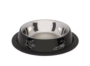 BARRY KING Miska na gumie, kolorowy nadruk, czarna 0,25l [BK-18270]