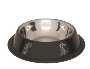 BARRY KING Miska na gumie, kolorowy nadruk, czarna 0,45l [BK-18271]