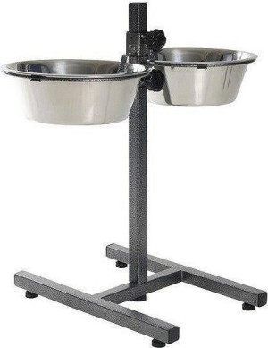 BARRY KING Metaliczny stojak regulowany z miskami 4,7l [BK-18343]