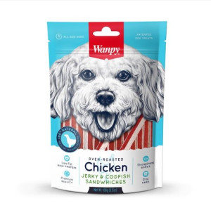 Wanpy Chicken Jerky & Codfish Sandwiches 100g