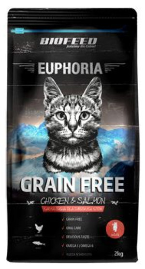 BIOFEED EUPHORIA ADULT CAT Grain Free dla kotów z kurczakiem i łososiem 2kg