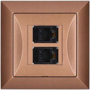 Gniazdo internetowe 2 x LAN RJ45 8-PIN OPAL miedź