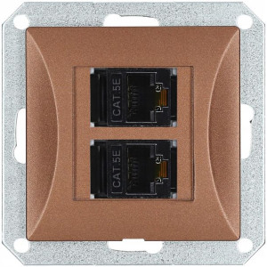 Gniazdo moduł internetowe 2 x LAN RJ45 OPAL miedź