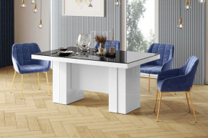 Stół LARGO rozkładany 160x89cm biały-czarny połysk