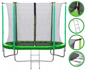 Trampolina 254Cm 8Ft Green Siatka+Drabinka F-Star
