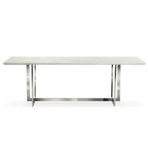 Stół Glamour Biały Marmur Srebro Marble Mały 180x90 Cm