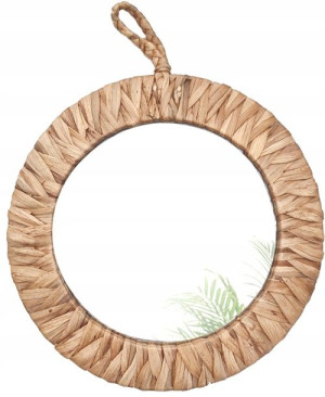 Okrągłe Lustro Boho Ratanowe Ścienne 35cm Natura