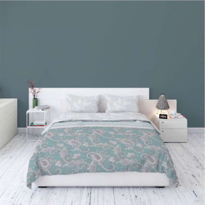 Pościel Flanelowa 220x200 - Miętowo-Różowy Ornament