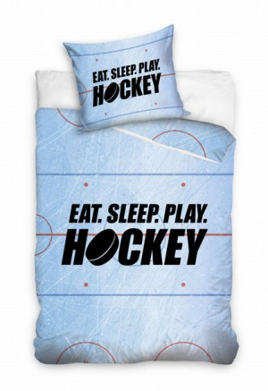 Pościel Bawełniana 140x200 - Eat Sleep Play Hockey