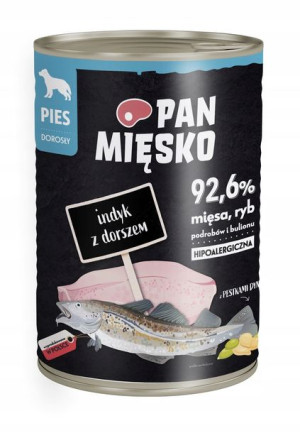 PAN MIĘSKO karma dla psa indyk z dorszem 400g