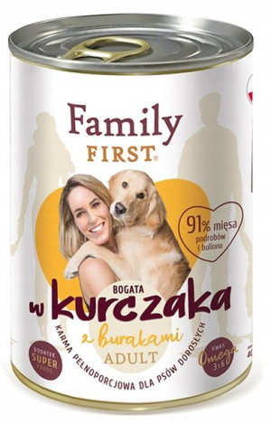 FAMILY FIRST Karma dla psa kurczak z burakami 400g