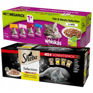 SHEBA Karma sos 40x85g WHISKAS galaretka 40x85g