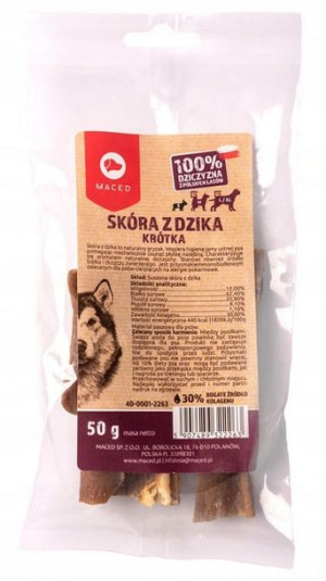 MACED GRYZAK Psa Naturalna SKÓRA DZIKA 6-14cm 50g