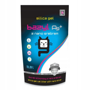 BAZYL Ag+ SILICAT Żwirek dla Kota Silikonowy 3,8L