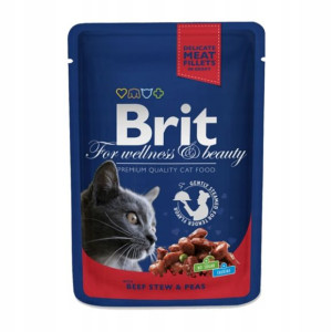 BRIT PREMIUM CAT Wołowina + Groszek SASZETKA 100g