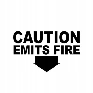 Caution Emits Fire - Naklejka Ostrzegawcza