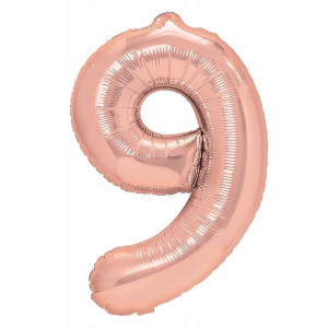 Balon Foliowy Cyfra Dziewięć 9 Rose Gold 70 cm