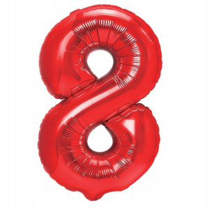 Balon Foliowy Cyfra Osiem 8 Czerwony 40 cm