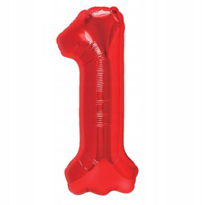Balon Foliowy Cyfra Jeden 1 Czerwony 40 cm