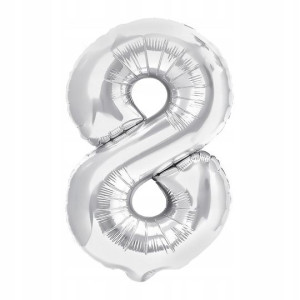Balon Foliowy Cyfra Osiem 8 Srebrny 40 cm