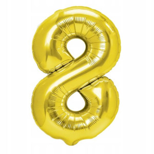 Balon Foliowy Cyfra Osiem 8 Złoty 40 cm