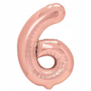 Balon Foliowy Cyfra Sześć 6 Rose Gold 40 cm