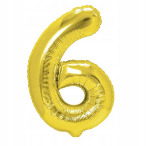 Balon Foliowy Cyfra Sześć 6 Złoty 70 cm