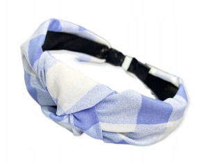 Opaska Do Włosów Turban Węzeł W Kratkę Błękit