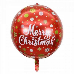 Balon Foliowy Kula Merry Christmas Czerwony 55 Cm
