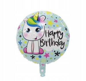Balon Foliowy Jednorożec Okrągły 45 cm Urodziny