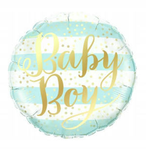Balon foliowy okrągły Baby Boy 45 cm niebieski