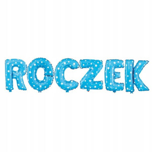 Balon foliowy napis ROCZEK niebieski gwiazdki 40 cm