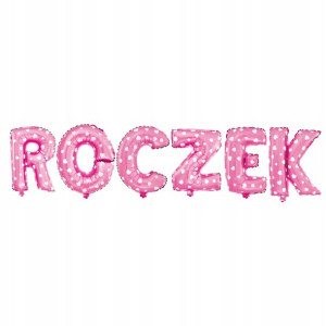 Balon foliowy napis ROCZEK różowe w serca 40 cm