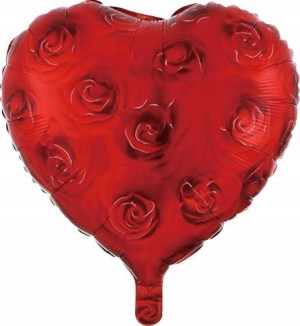Balon Foliowy Serce z Różami 45 cm WALENTYNKI