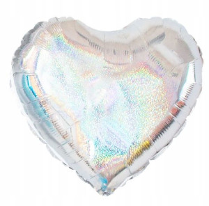 Balon foliowy serce holograficzne srebrne 45 cm