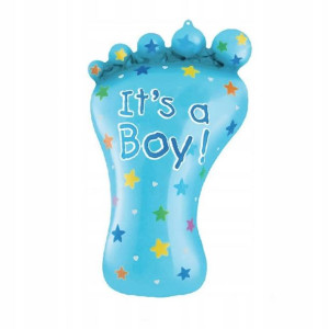 Balon foliowy stópka baby shower 44x21 cm niebieski