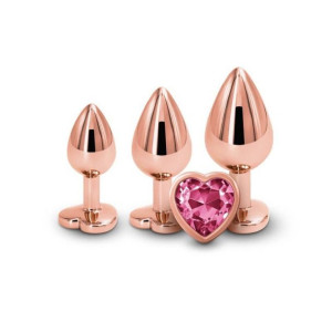 Korki analne Rear Assets Rose Gold Pink Heart 3 szt.