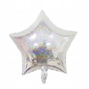 BALON holograficzny gwiazda srebrna 45 cm
