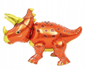 Balon foliowy Triceratops 3d CZERWONY dinozaur