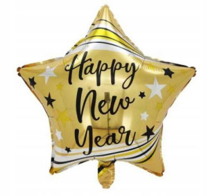 Balon Sylwester Gwiazda 45 cm HAPPY NEW YEAR