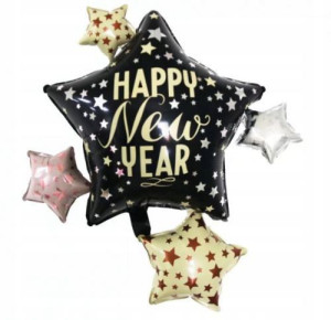 Balon Gwiazda Happy New Year 69x75 cm SYLWESTER xxl